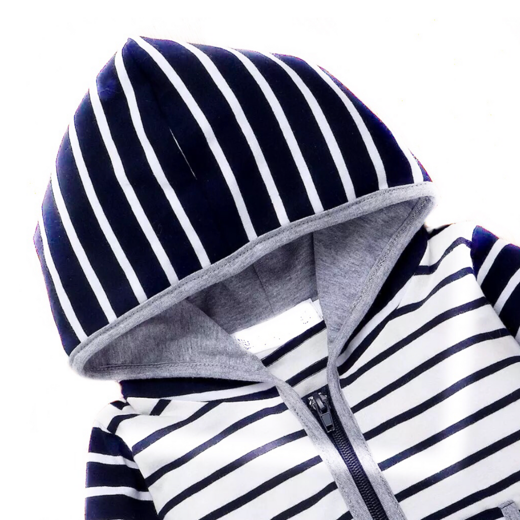 Hooded Nautical Stripe Zipped Onesie hood