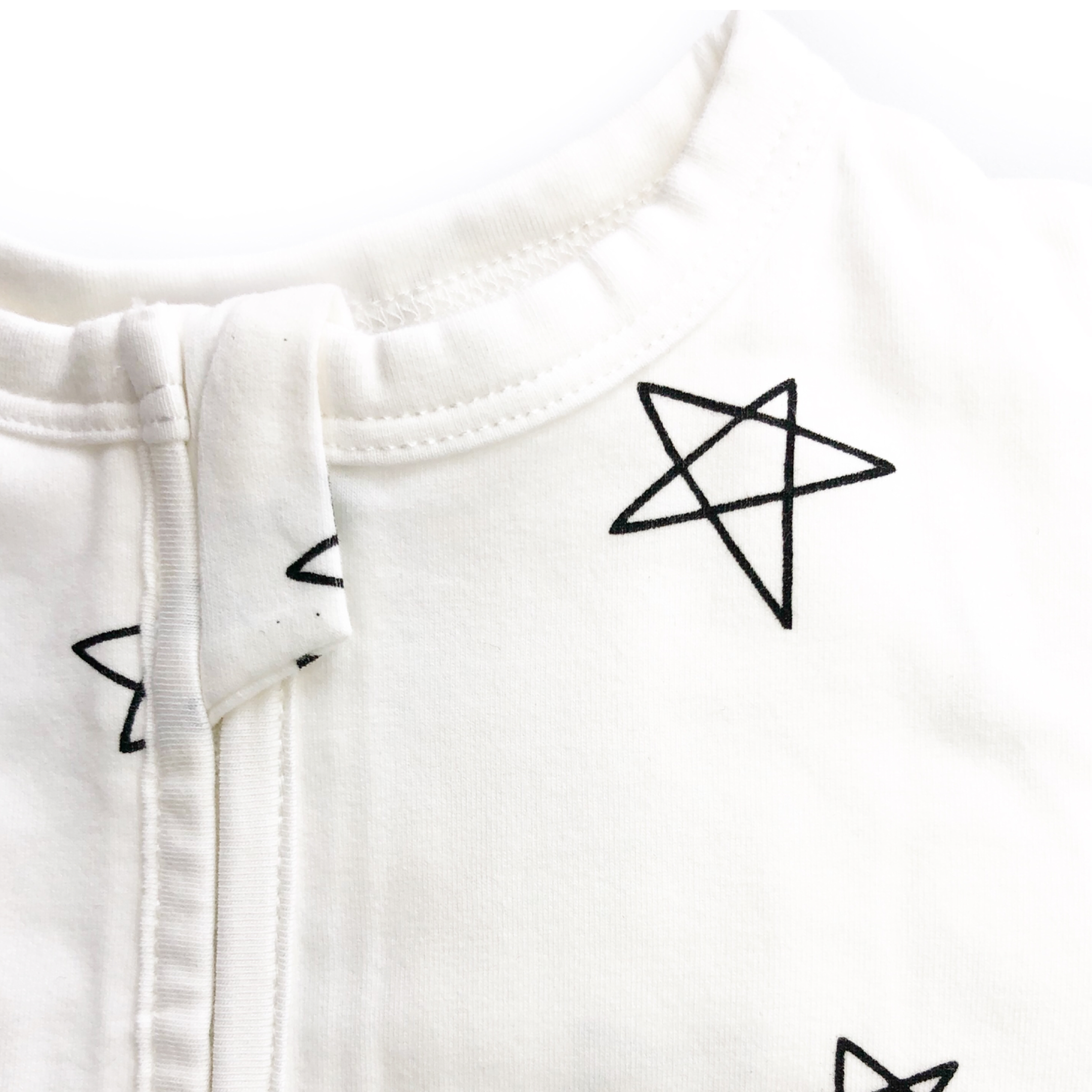 White Star Print Zipped Babygrow