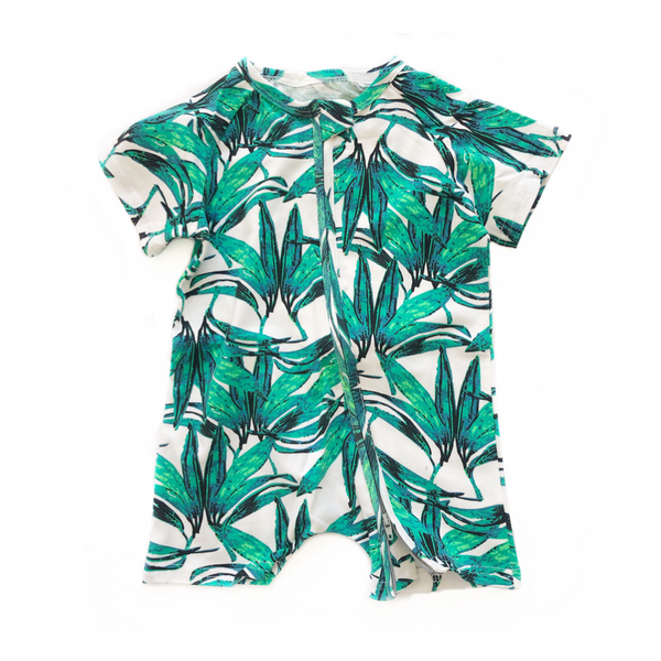 Tropical Print Short Sleeved Zip Up Babygrow