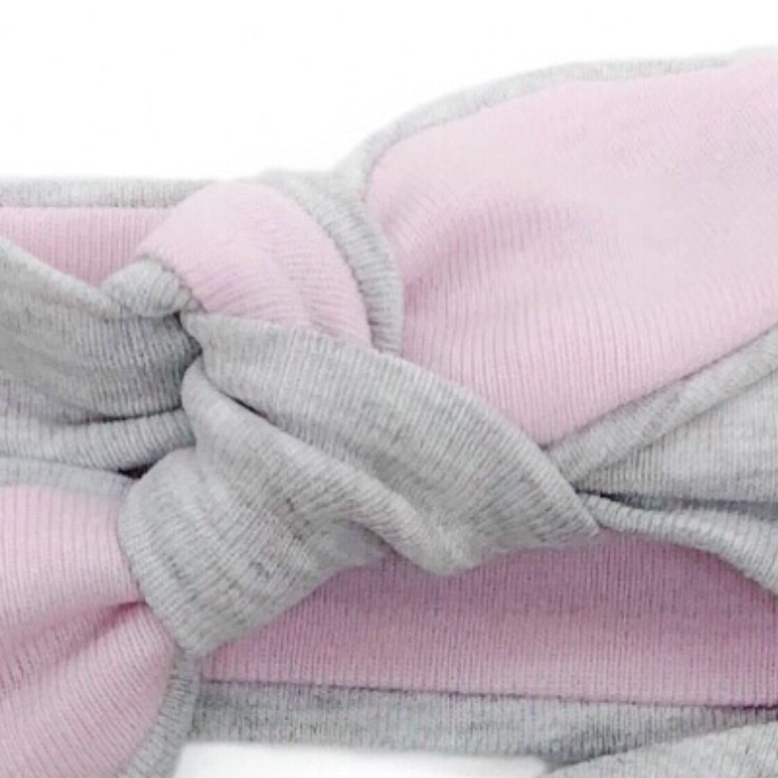 Baby & Toddler Knotted Hair Band/Bow - Grey and Baby Pink