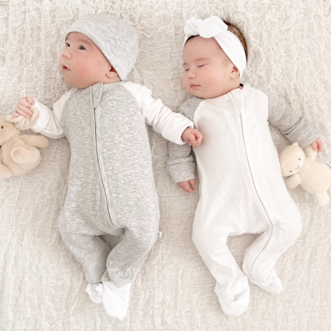 White Twin Pack Zipped Babygrow