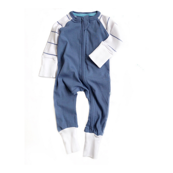 Denim Blue Zipped Babygrow