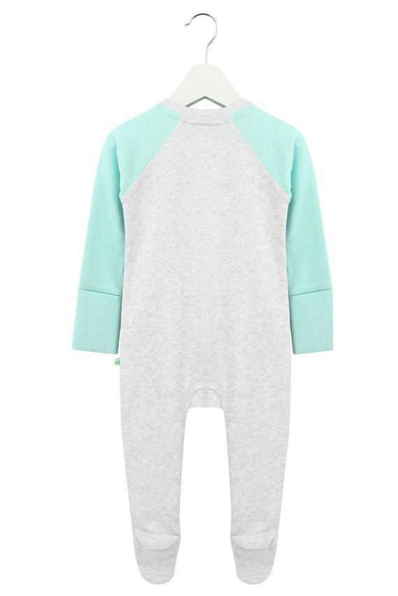 Grey and Aqua Zipped Babygrow