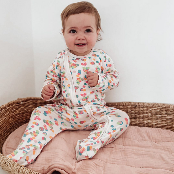 Multi Coloured Spot Print Zipped Babygrow