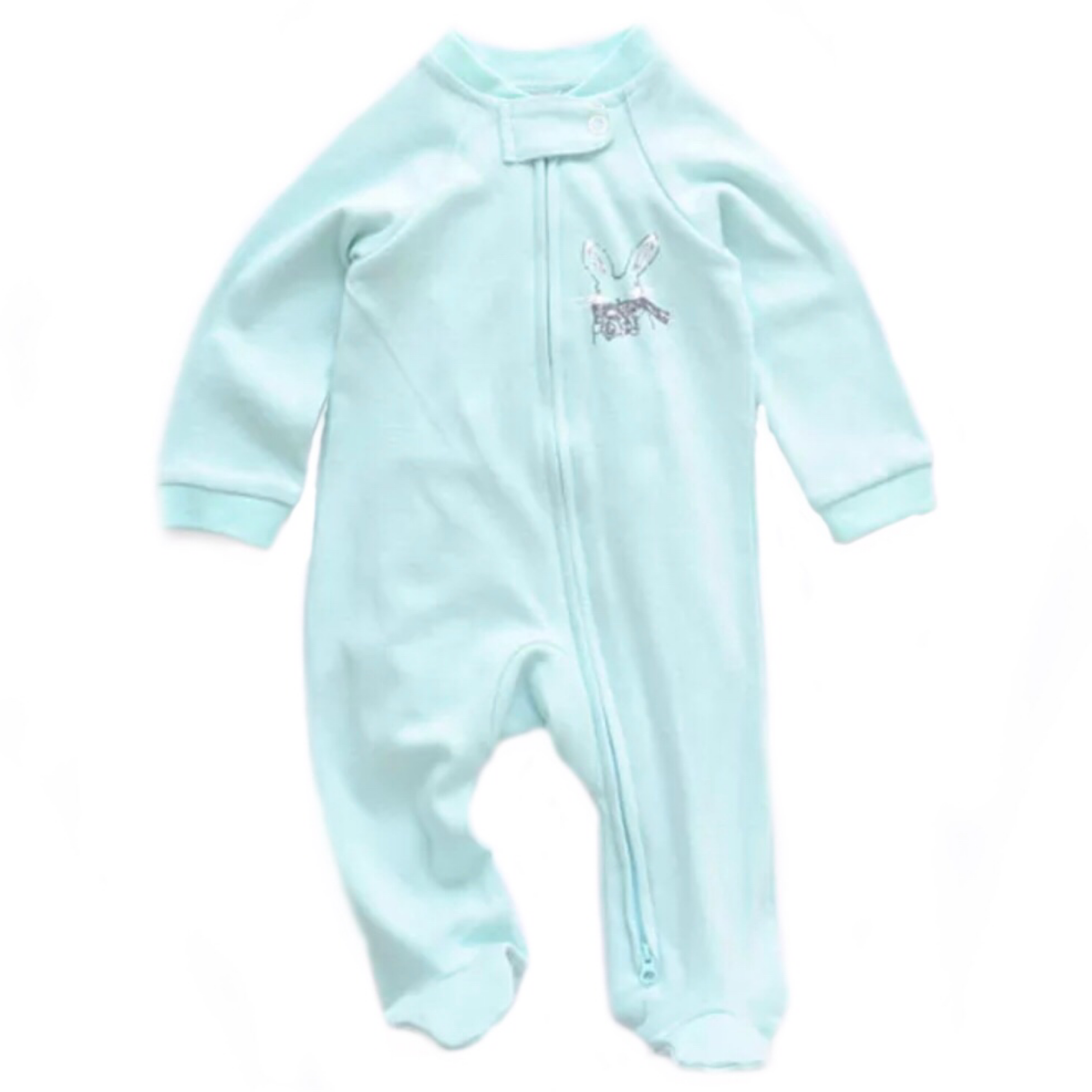 Aqua Bunny Printed Zipped Babygrow