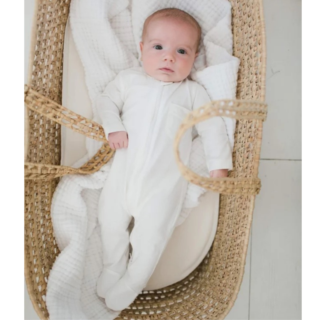 White Organic Cotton Zipped Babygrow