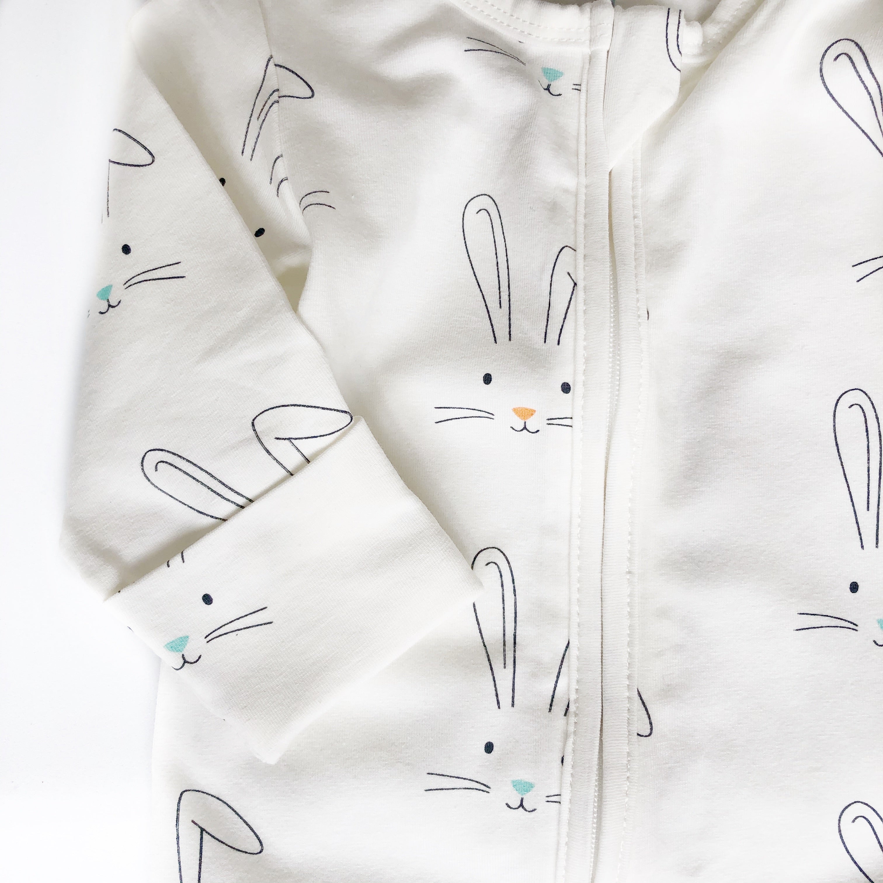 Rabbit Print Footless Zipped Babygrow