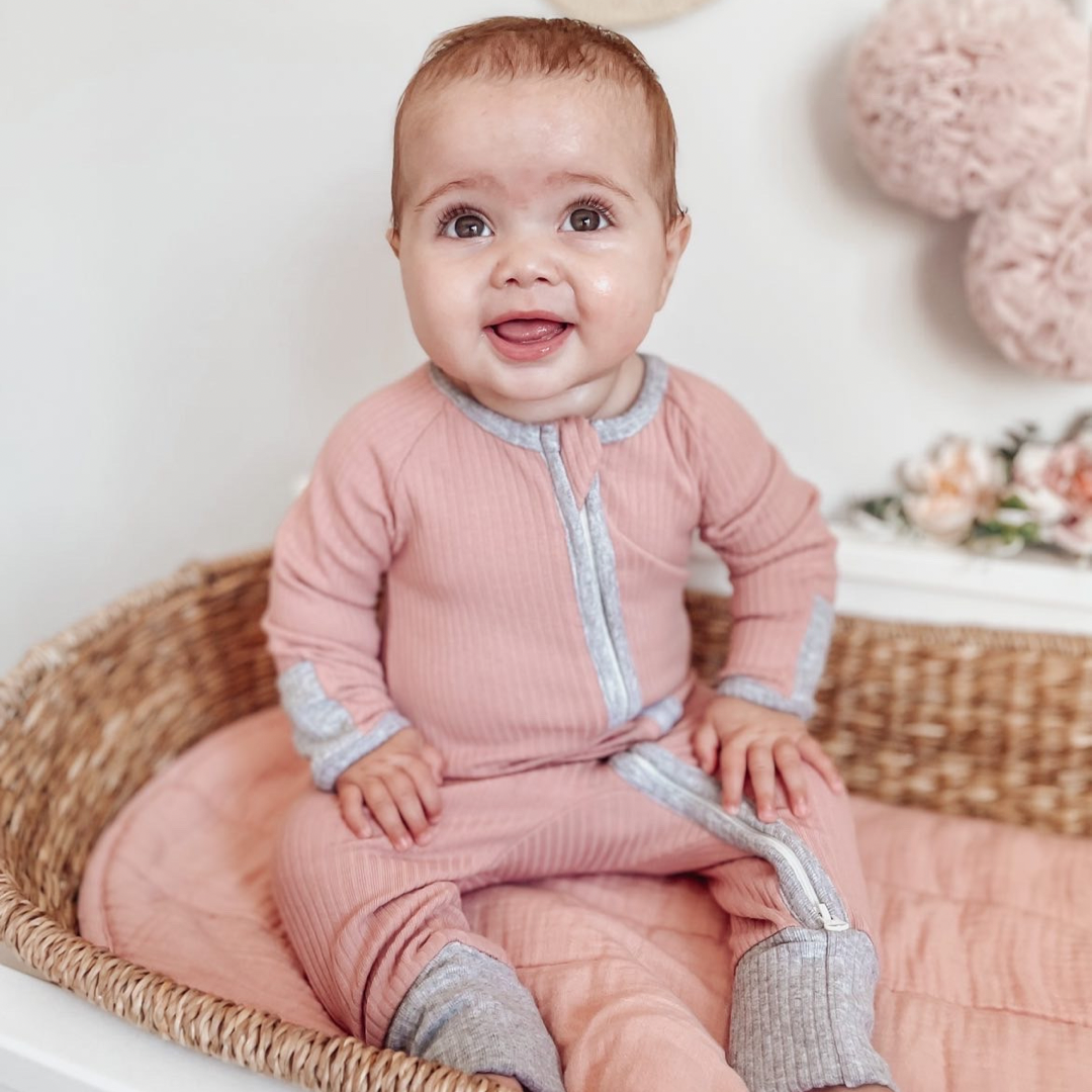 Pastels Organic Cotton Triple Pack Ribbed Zip Up Babygrow