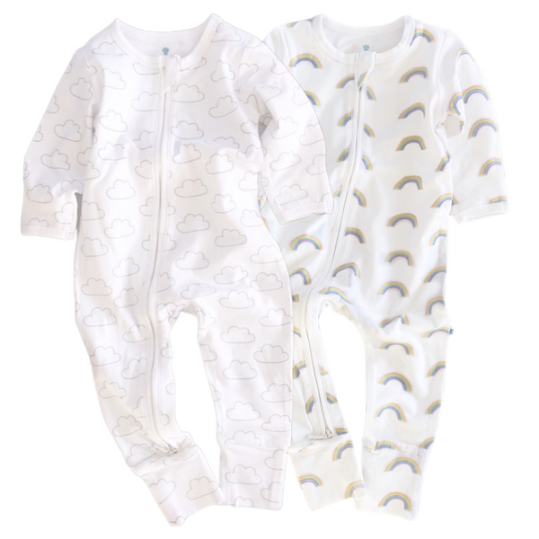 Clouds & Rainbows Twin Pack Zipped Babygrow