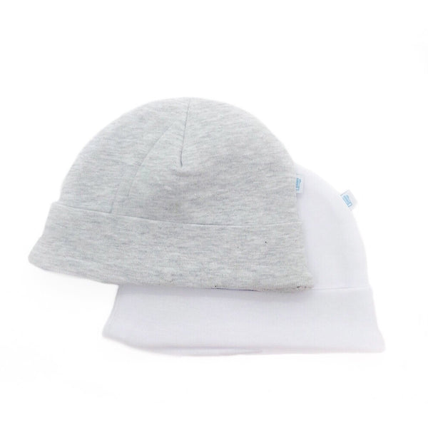 White and Grey Baby Hat 2 Pack