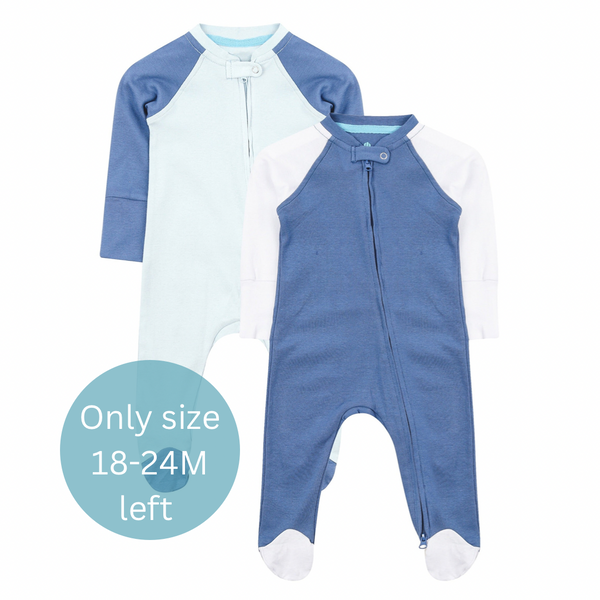 Blue Twin Pack Zipped Babygrow