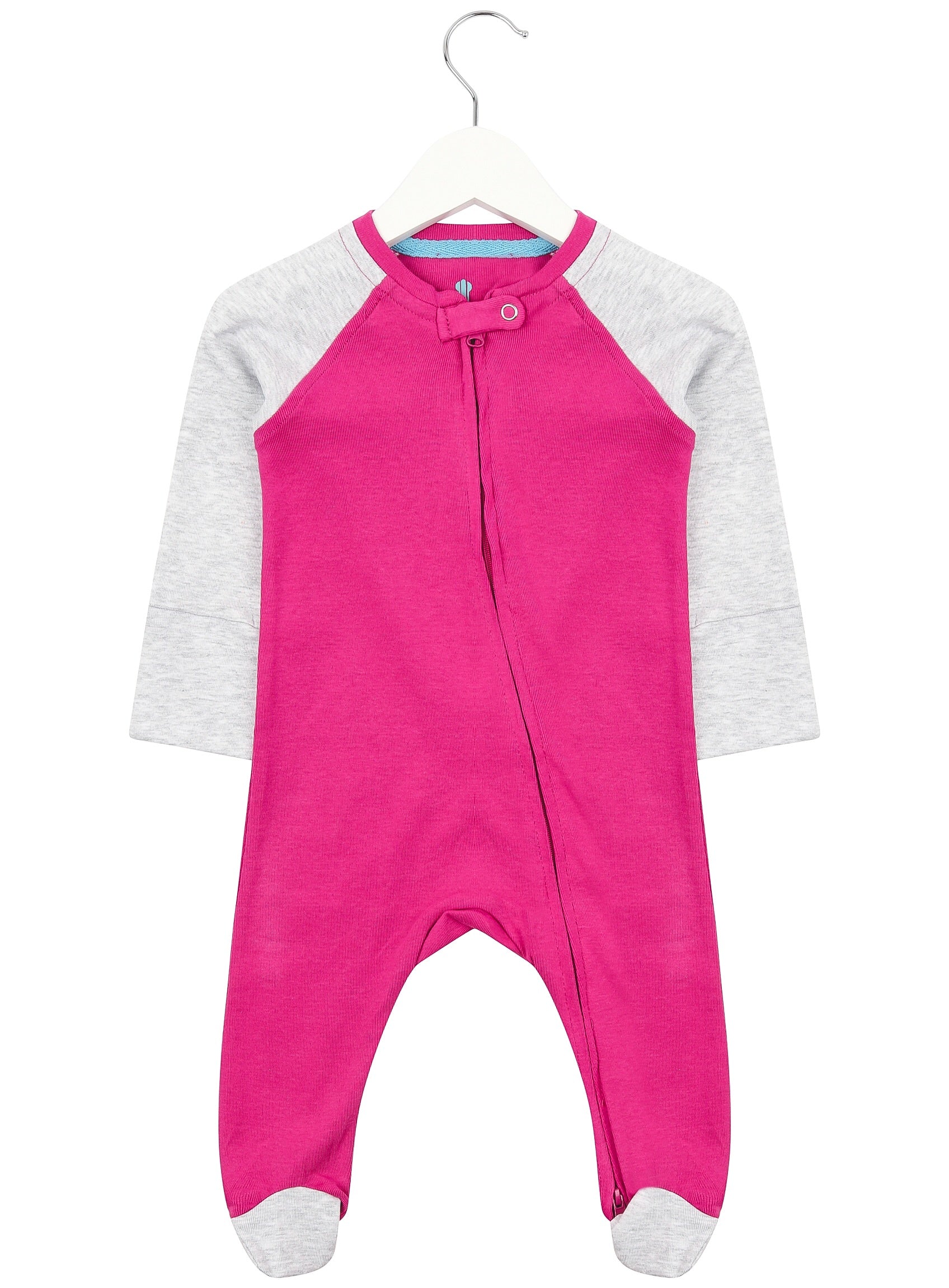 Pink and Grey Zipped Babygrow