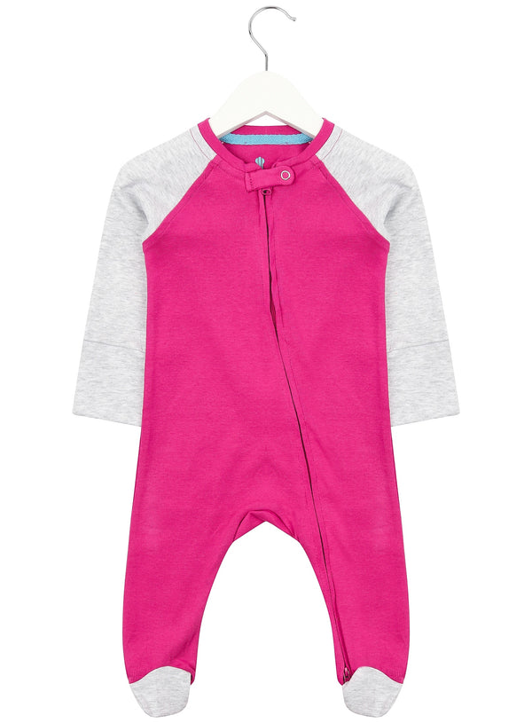 Pink and Grey Zipped Babygrow