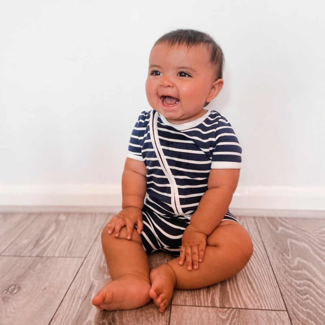 Nautical Stripe Short Sleeved Zip Up Babygrow