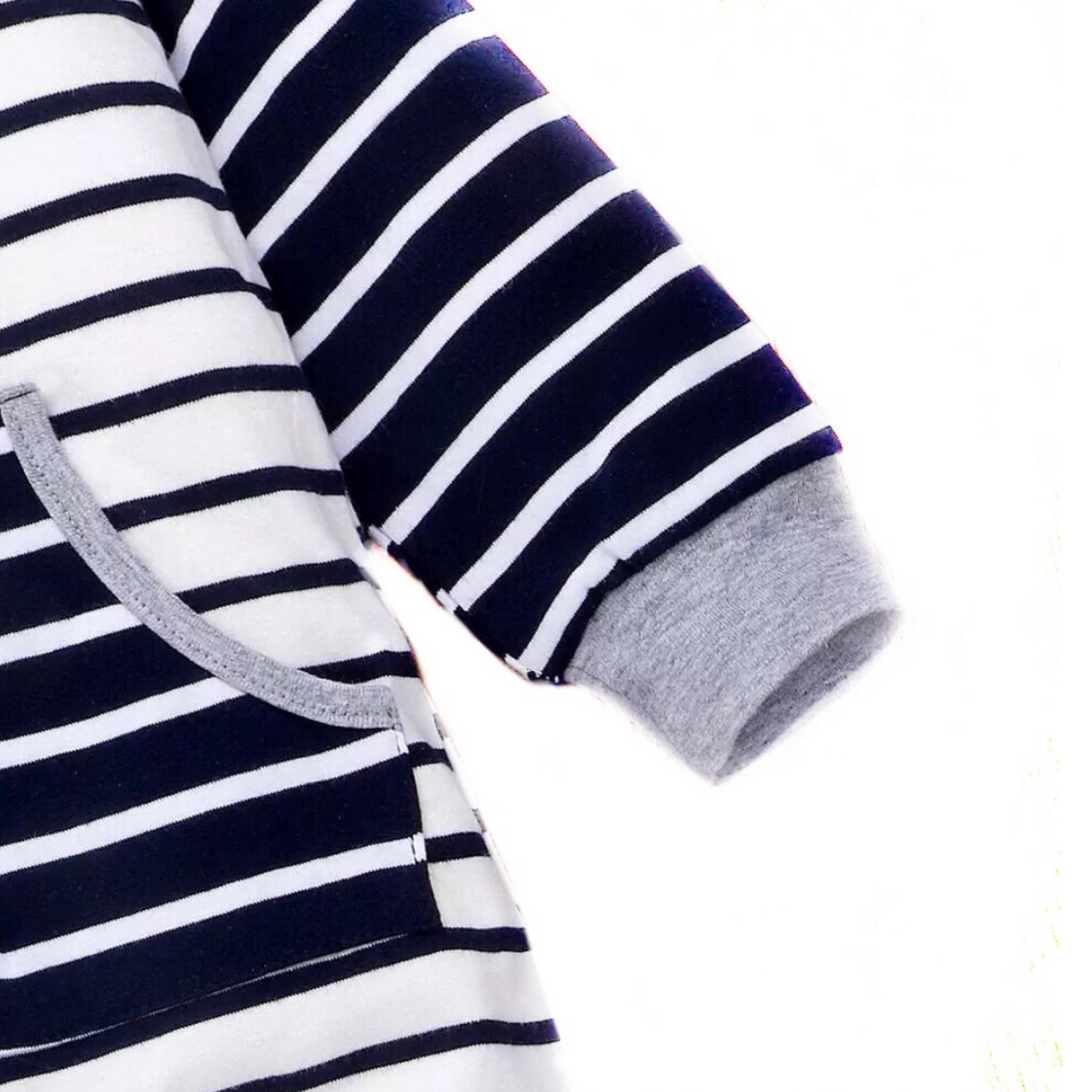 Hooded Nautical Stripe Zipped Onesie cuff