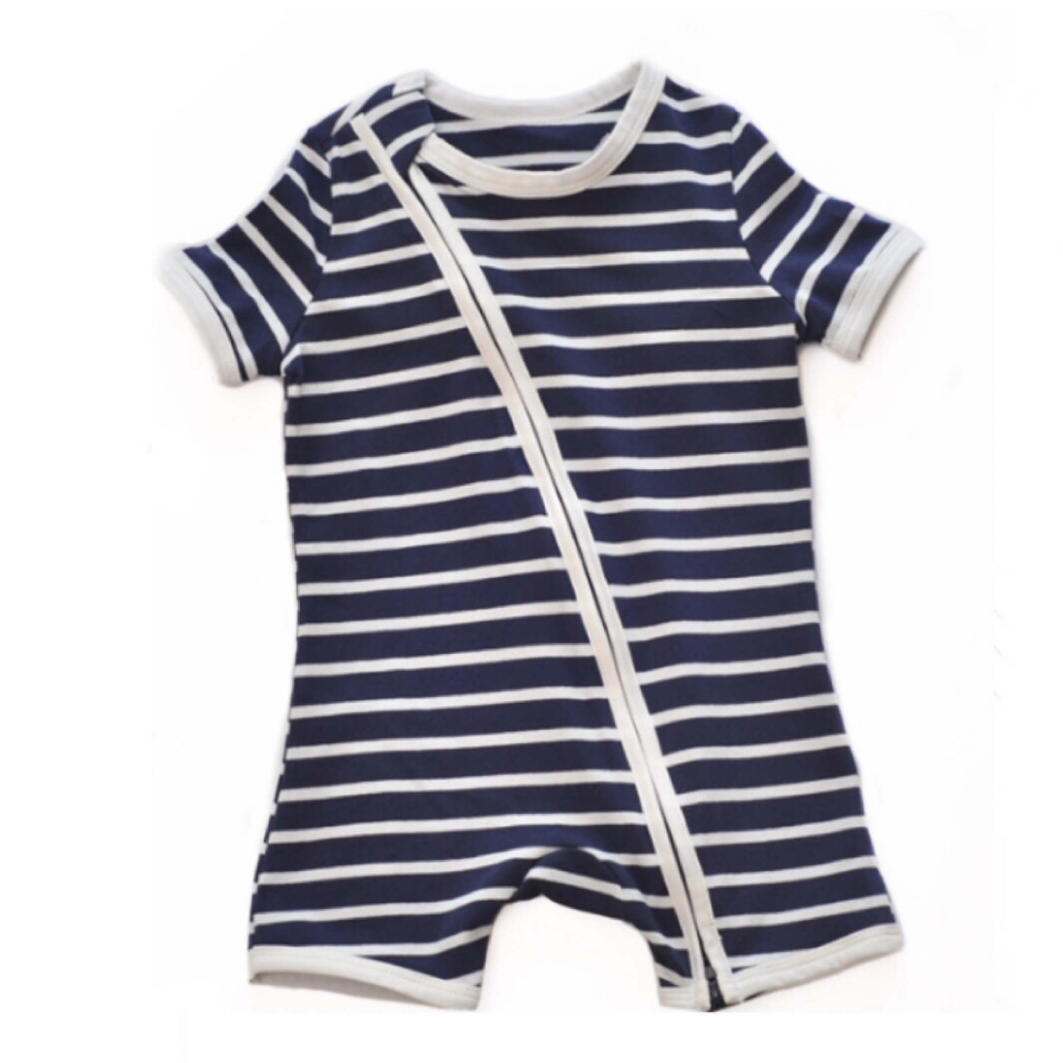 Nautical Stripe Short Sleeved Zip Up Babygrow