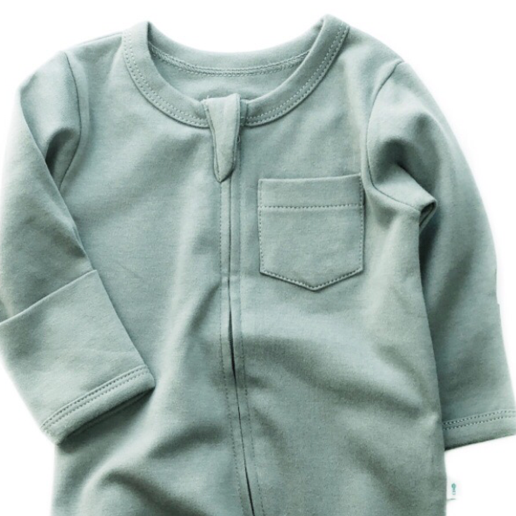 Sage Green Organic Cotton Zipped Babygrow