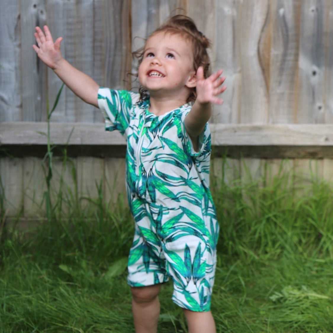 Tropical Print Short Sleeved Zip Up Babygrow