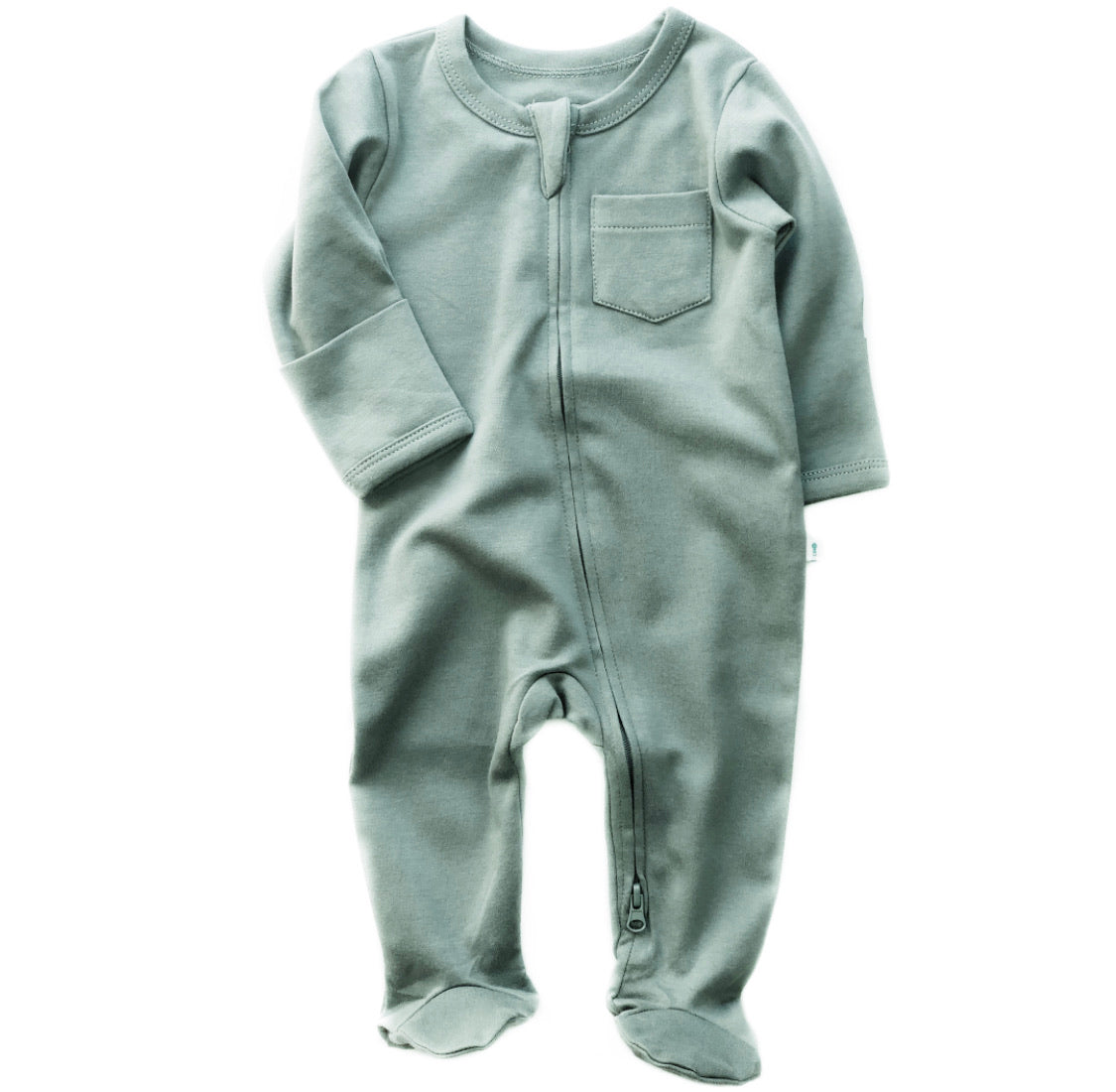 Sage Green Organic Cotton Zipped Babygrow
