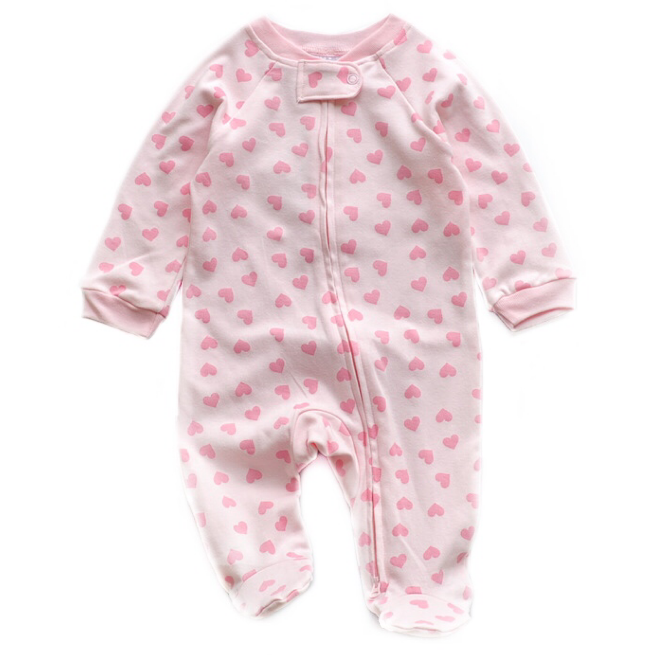 Pink Feather Printed Zipped Babygrow