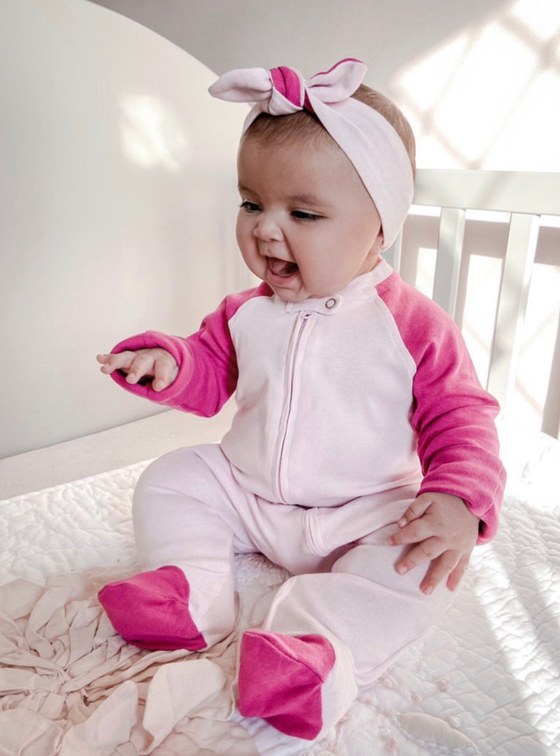 Baby Pink and Pink Zipped Babygrow