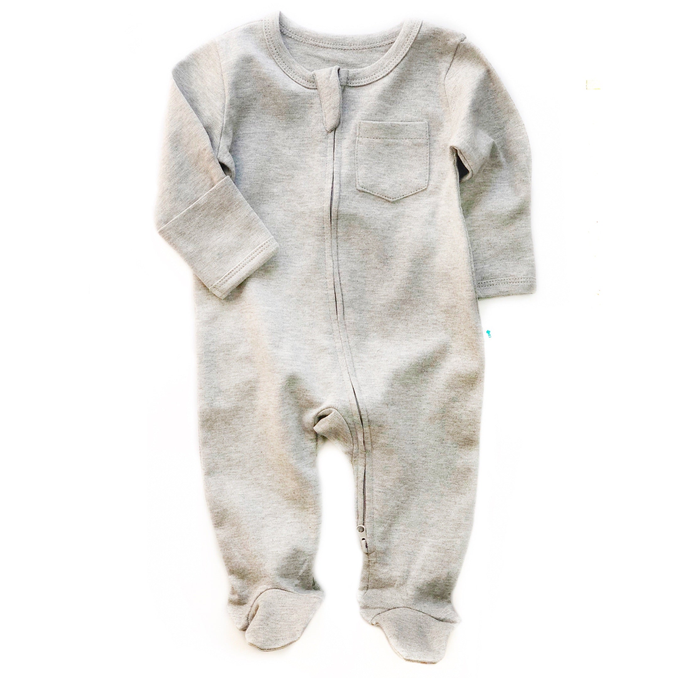 Light Grey Organic Cotton Zipped Babygrow
